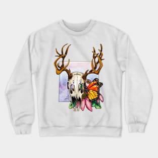 Deer Skull & Butterfly Crewneck Sweatshirt